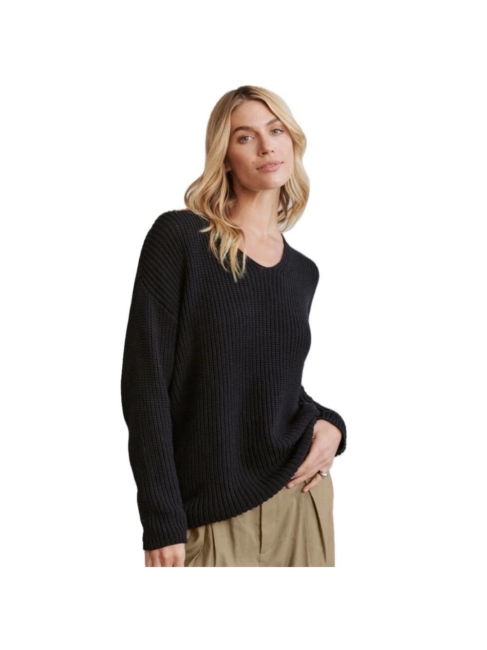 Jenni kayne black cotton cabin Knit Women’s Sweater